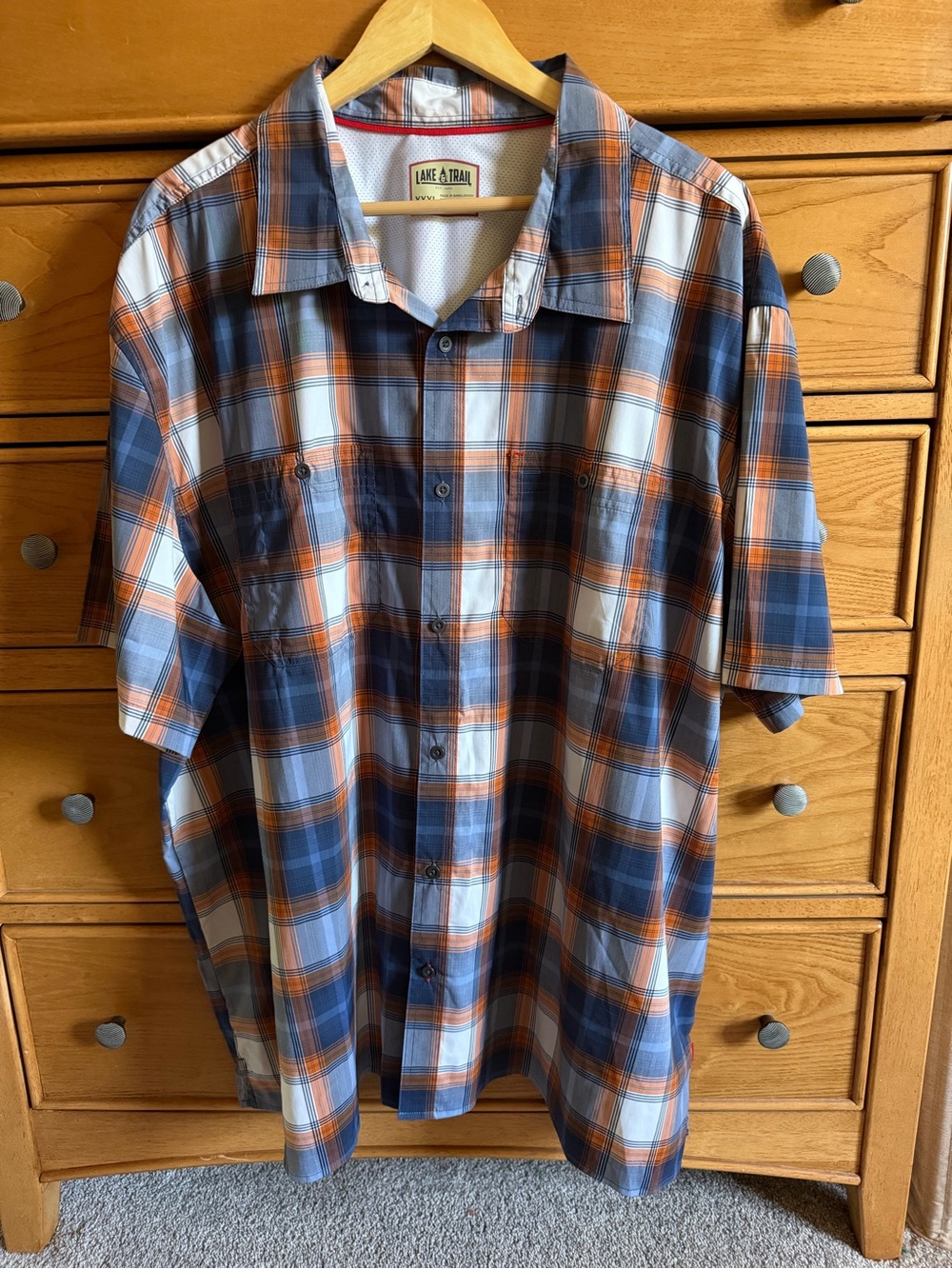 Lake & Trail Fast Dri Mens Short Sleeve Button Down Shirt Size XXXL Active NWOT